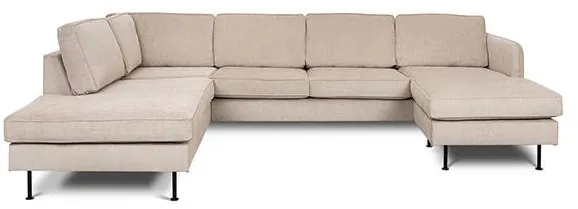 Læsø soffa med schäslong och open-end - 288 x 210 cm - beige sammet